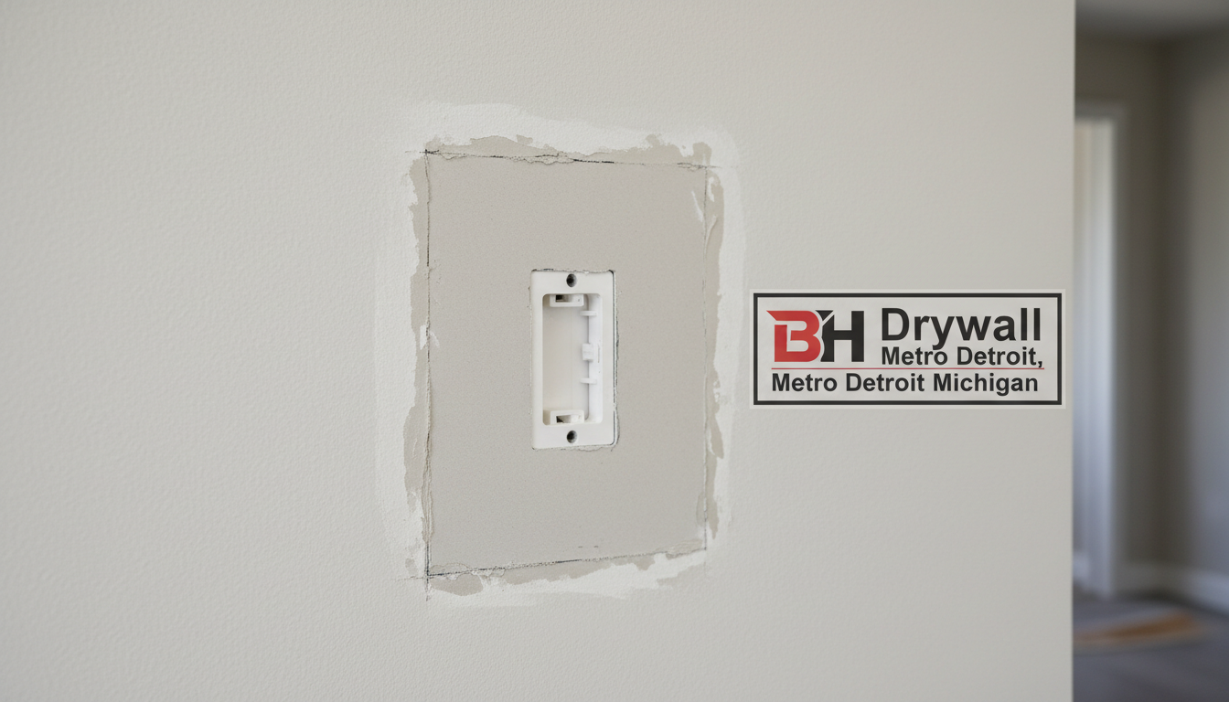 Drywall contractor installing a California patch with backing board