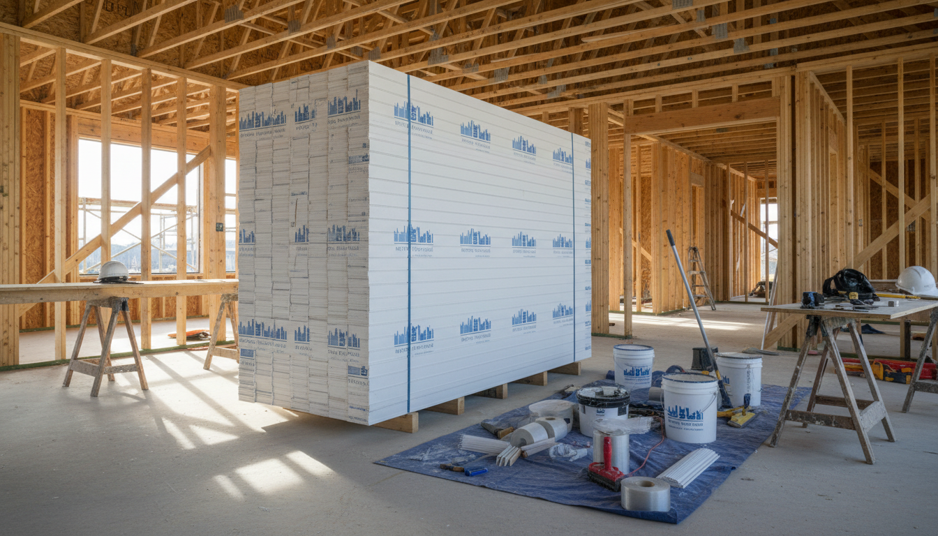 Finished taped and sanded drywall in a new Michigan home build